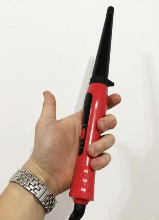Конусная плойка для волос domotec ms-4907. цвет: красный