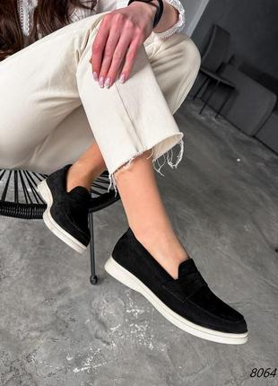 Туфлі лофери жіночі salivi чорні натуральна замша4 фото