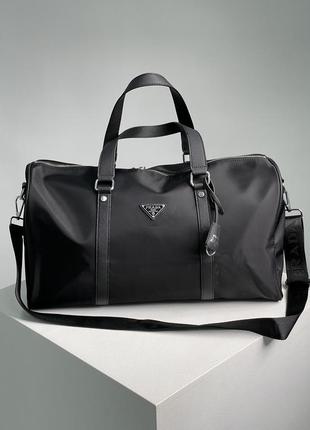 Спортивна сумка prada re-nylon and brushed leather duffel bag5 фото