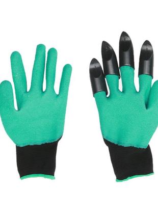 Садові рукавички з кігтями для копання та розпушування ґрунту (garden genie gloves) (0607)