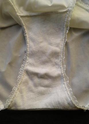 Полупрозрачные нейлоновые белые женские трусики с узким кружевом батал made in great britain8 фото