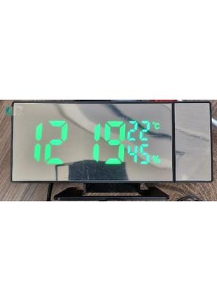 Часы с проэктором, датчиком температуры, влажности и будильником №20632 фото