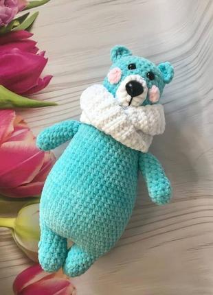 Плюшевий ведмедик у шарфику іграшка м'яка1 фото
