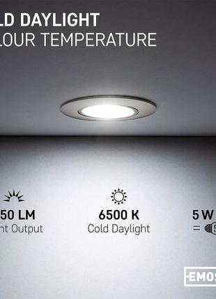 Emos круглі світлодіодні точкові світильники стельові 5 вт / 450 лм / 6500 к холодний білий5 фото