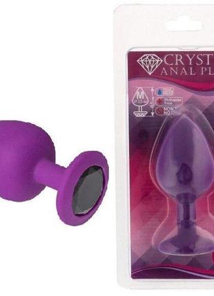 Силіконова анальна пробка з кристалом purple silicone black diamond ( розмір s)