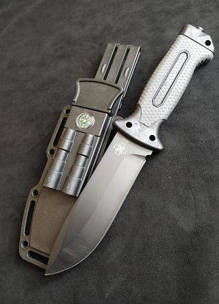 Надежный тактический нож с кресалом и компасом. качественный боевой армейский ножик.