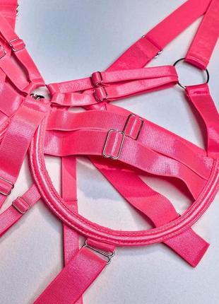 Відвертий комплект жіночої білизни - боді бандажного типу m рожевий (001004/4)8 фото