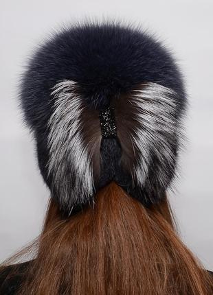 Женская зимняя шапка из вязаного меха норки3 фото