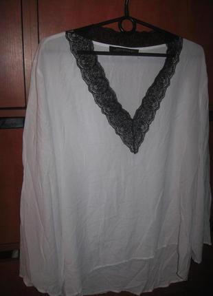 Туника с кружевом v-вырез белая