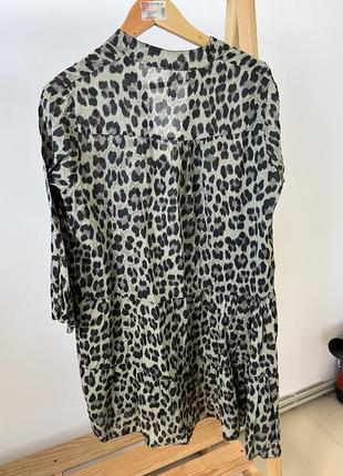 Леопардовое платье свободного кроя оверсайз леопардовый принт платья для беременных3 фото