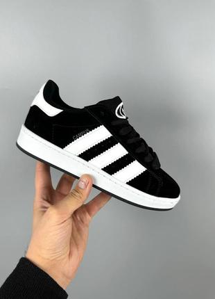 Кроссовки черные с белым adidas campus black white