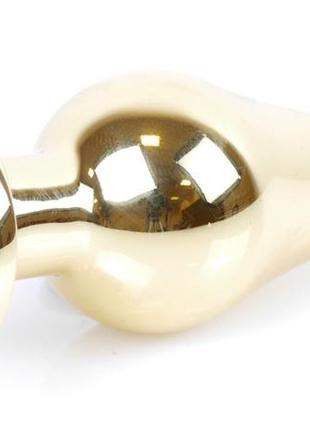 Металлическая анальная пробка с кристаллом boss series - jewellery gold butt plug black