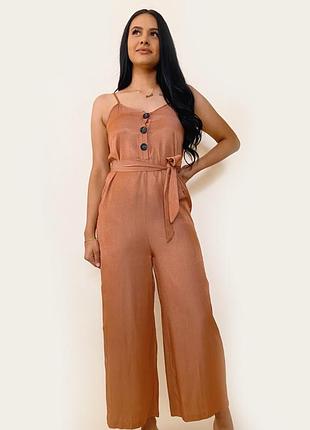 Женский летний комбинезон merida бежевый комбинезон с брюками на бретельках