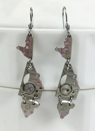 Сережки рибки у стилі steampunk зібрані із деталей вінтажних годинників - майстерня mymirror