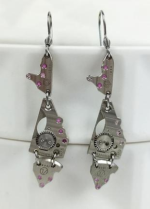 Серьги рыбки в стиле steampunk собраны из деталей винтажных часов - мастерская mymirror