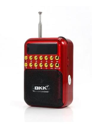 Радіоприймач з fm usb microsd bkk b872 радіо на акумуляторі червоний
