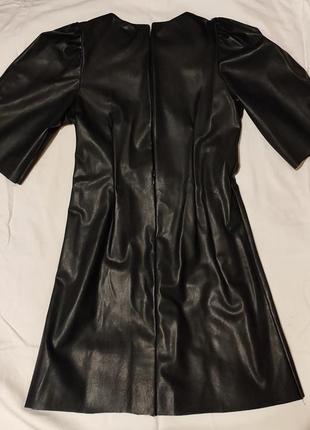 Сукня жіноча з екошкіри, міні, чорна, розмір s3 фото