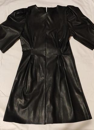 Сукня жіноча з екошкіри, міні, чорна, розмір s2 фото