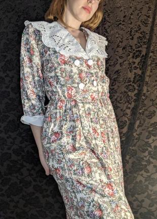 Elizabeth элегантное классическое винтажное платье в цветочный принт с воротничком6 фото