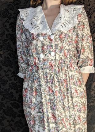 Elizabeth елегантна класична вінтажна сукня у квітковий принт з комірцем
