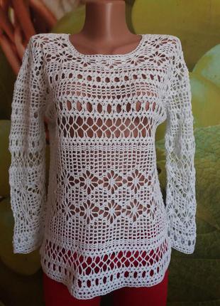 Летняя ажурная кофточка-паутинка 38-м