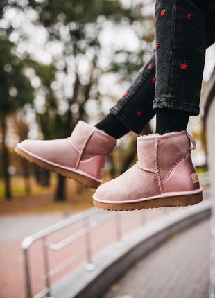 Женские розовые ugg w classic mini «pink»