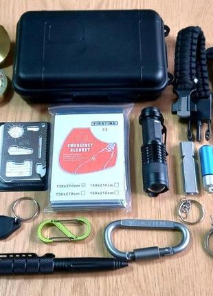 Набір інструментів для виживання туристичний kitа15-bxba в кейсі, чорний1 фото