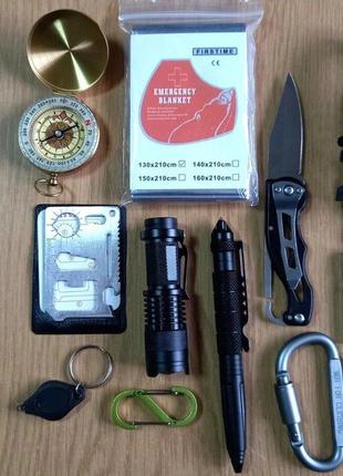 Набір інструментів для виживання туристичний kitа15-bxba в кейсі, чорний4 фото
