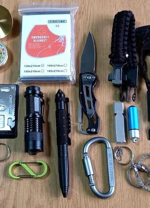 Набір інструментів для виживання туристичний kitа15-bxba в кейсі, чорний2 фото