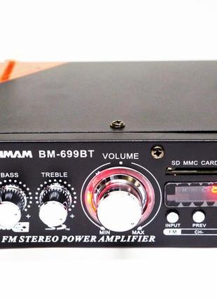 Усилитель bm audio bm-699bt usb блютуз 300w+300w 2х канальный