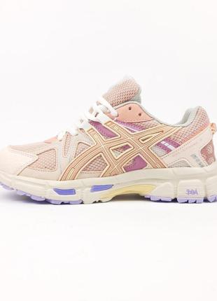 Женские текстильные кроссовки asics gel-kahana 8 white pink ассикс гель кахана