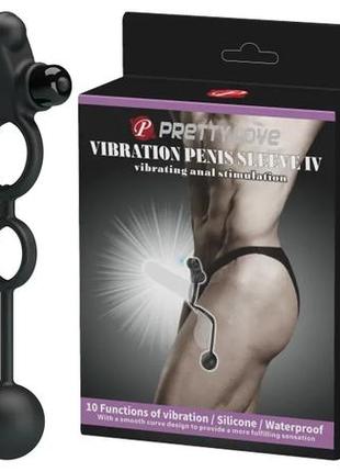 Эрекционное кольцо двойное pretty love vibration penis sleeve iv с вибро + шарик-утяжилитель
