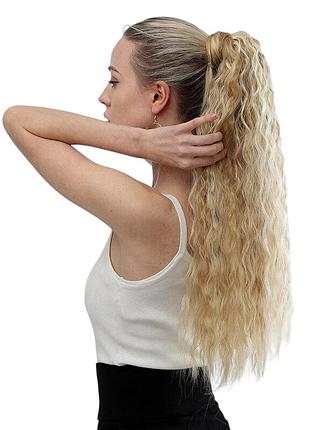 Прицепной хвост пшеничный 55см, косы, конский хвост, термоволокно