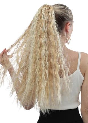Прицепной хвост пшеничный 55см, косы, конский хвост, термоволокно