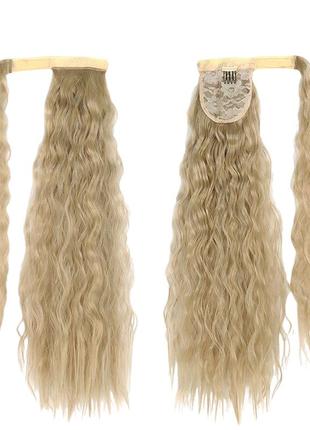 Прицепной хвост пшеничный 55см, косы, конский хвост, термоволокно