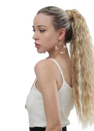 Прицепной хвост пшеничный 55см, косы, конский хвост, термоволокно