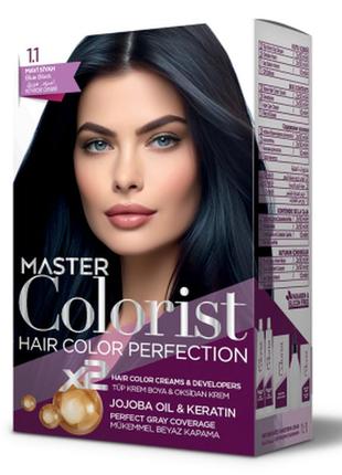 Краска для волос master colorist 1.1 сине-черный, 2x50 мл+2x50 мл+10 мл