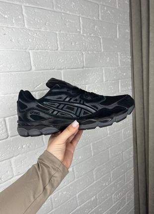 Крутые мужские кроссовки asics gel-nyc black grey чёрные