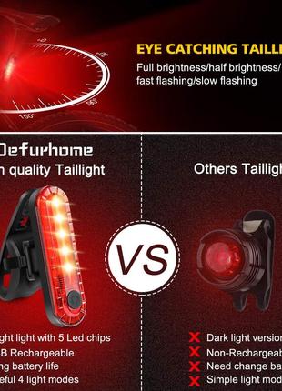 Defurhome super bright bike light set3 фото