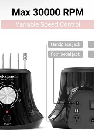 Б/у профессиональная дрель для ногтей melodysusie 30000 об/мин, высокая скорость, низкий уровень нагрева8 фото