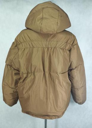 Демисезонная курточка бежевая коричневая с капюшоном дутик зефирка4 фото