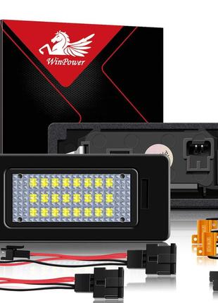 Светодиодный фонарь winpower 18 smd для номерного знака vw, холодный белый свет 6000k, 2 шт, plug & play