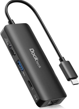 Концентратор usb c — dd0007, dockteck 4-в-1 з hdmi hdr 4k за 60 гц, pd 100 вт, usb 3.0