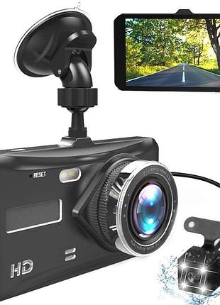 Автомобильный видеорегистратор maso dual lens – передняя + задняя full hd 1080p, 4" ips, ночное видение, g-сенсор, режим парковки