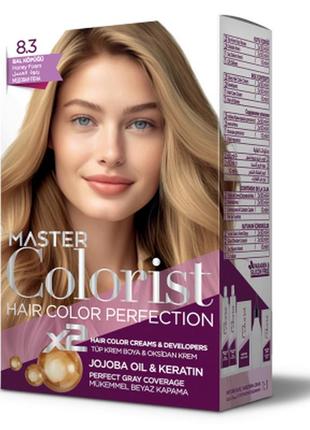 Краска для волос master colorist 8.3 медовая пена, 2x50 мл+2x50 мл+10 мл