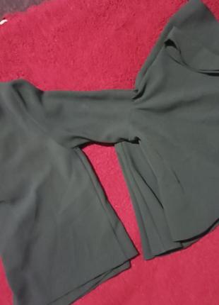 Блузка с рукавами воланами,темно зеленого цвета7 фото