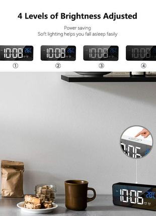 Цифровой будильник homvilla с большим светодиодным дисплеем температуры, портативным зеркальным будильником2 фото