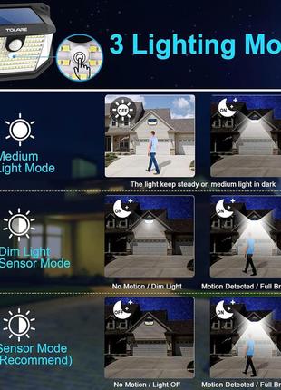 Сонячні ліхтарі tolare для зовнішнього використання з датчиком руху, 1 шт.2 фото