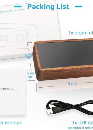 Деревянный цифровой будильник meross для спальни5 фото