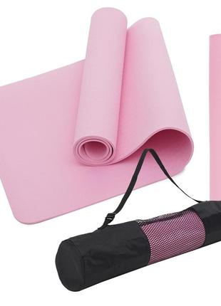 Килимок (мат) спортивний sportvida tpe 183 x 61 x 0.4 см для йоги та фітнесу sv-ez0050 pink